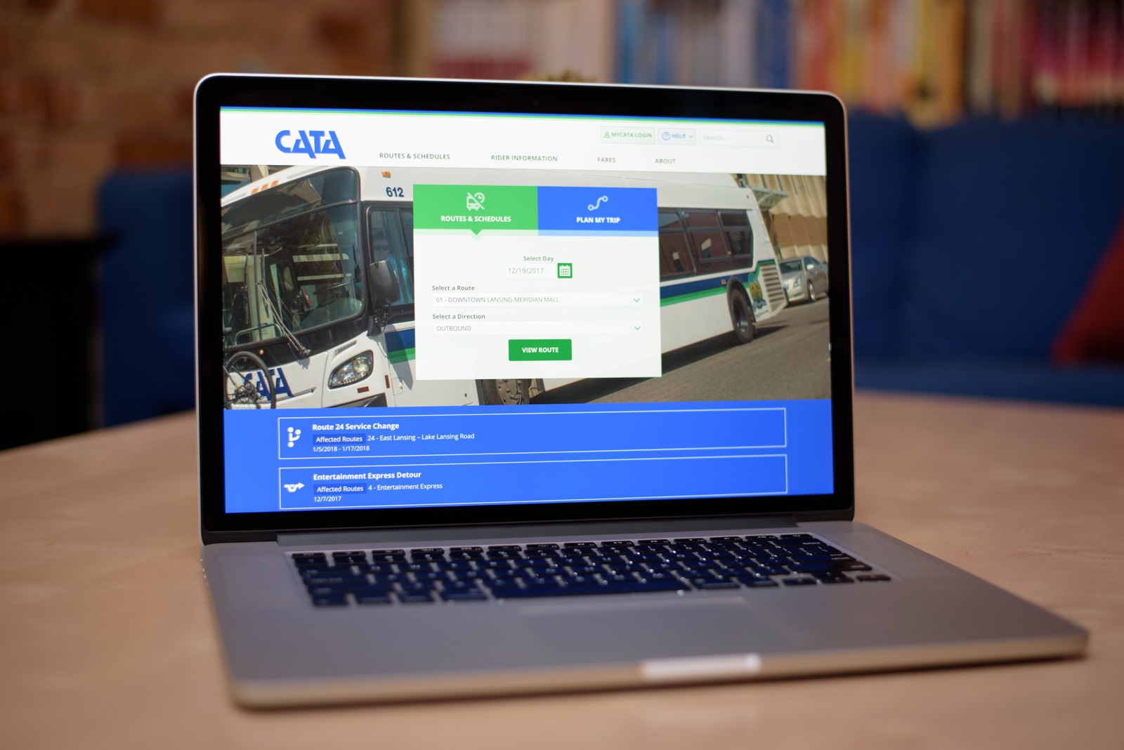 The CATA website on a laptop computer