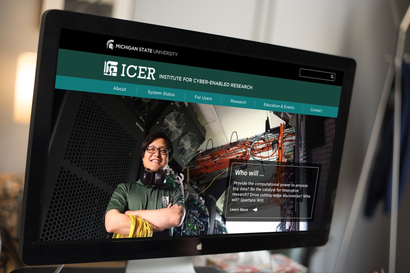 The MSU iCER website on a laptop