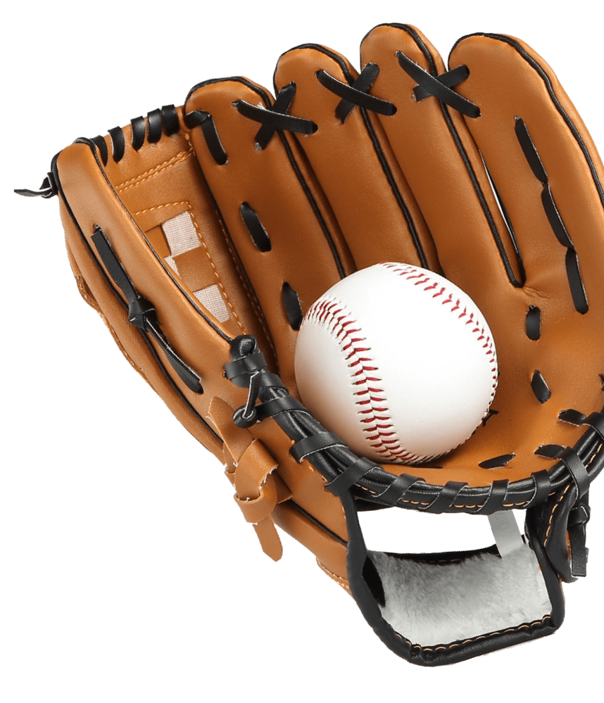 A baseball glove with a ball inside it