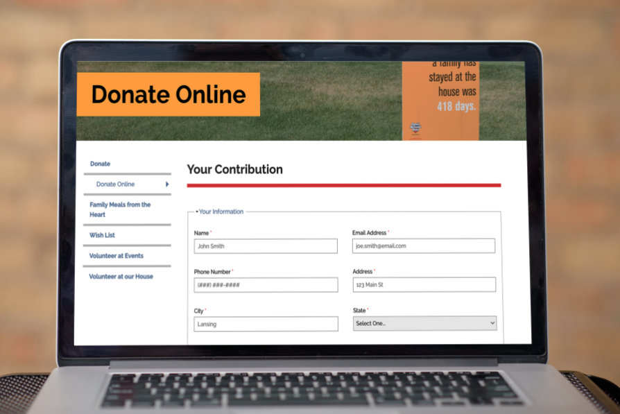 A screenshot of the RMHMM website's donation form